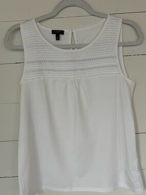 Talbots White Lace-Trim Pintuck Women's Top